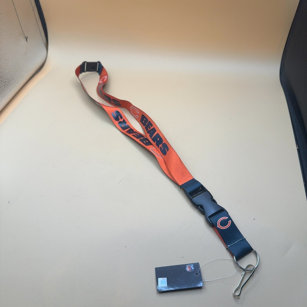 NFL Chicago Bears Lanyard Key Chain Breakaway Clasp Orange Navy Blue New Tags